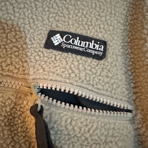 New columbia fleece black white cream/tan 1/4 zip pullover men’s medium - Picture 2 of 3
